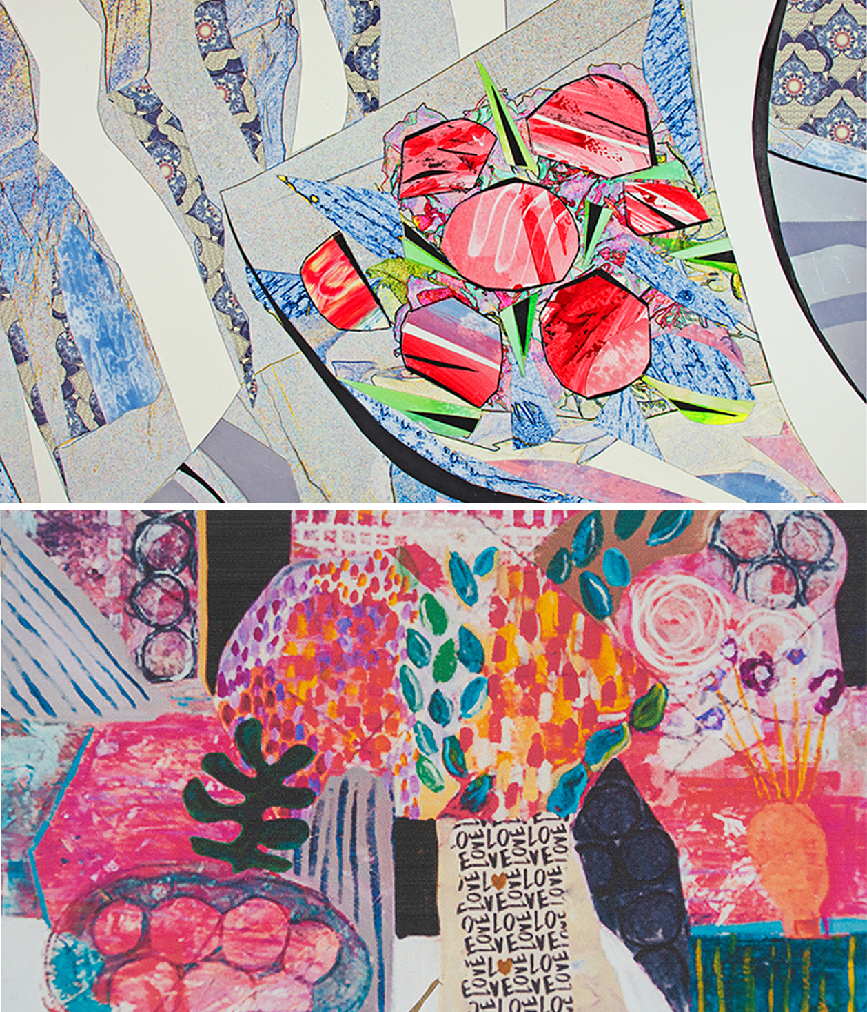 Art by Linda Payne-Sylvester and Susan Victoria Fried Vibrant modern collage works